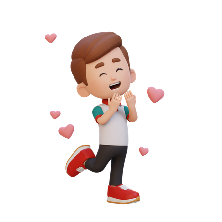 Cute Boy Happy And In Love  3D Illustration