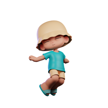 Cute Boy Happy Jump In Air  3D Icon