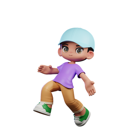 Cute Boy Happy Jumping Pose  3D Illustration