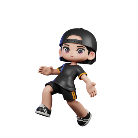 Cute Boy Happy Jumping Pose  3D Illustration