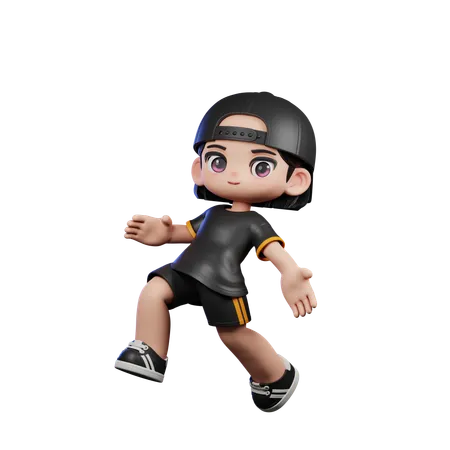 Cute Boy Happy Jumping Pose  3D Illustration