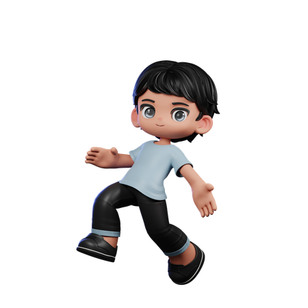 Cute Boy Happy Jumping Pose  3D Illustration