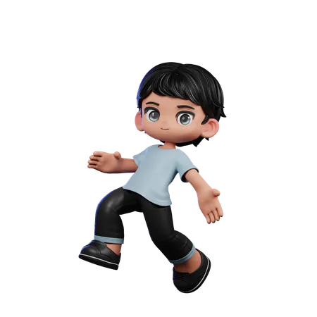 Cute Boy Happy Jumping Pose  3D Illustration