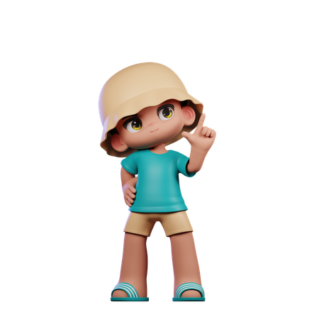 Cute Boy Having Idea Pose  3D Illustration