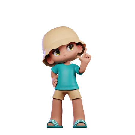 Cute Boy Having Idea Pose  3D Illustration