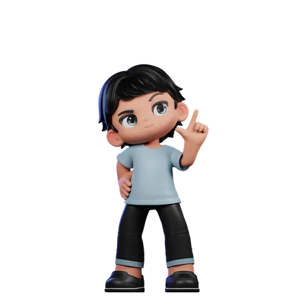 Cute Boy Having Idea Pose  3D Illustration