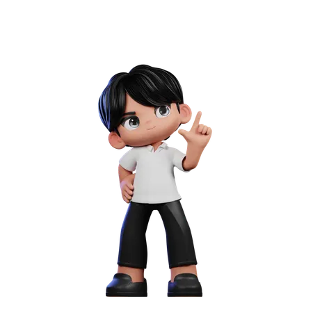 Cute Boy Having Idea Pose  3D Illustration