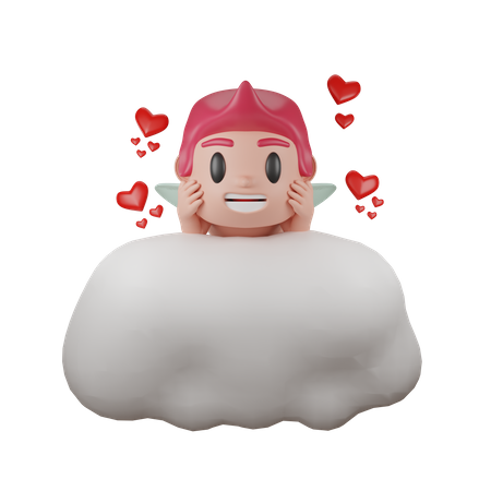 Cute Boy in cloud 3D Illustration