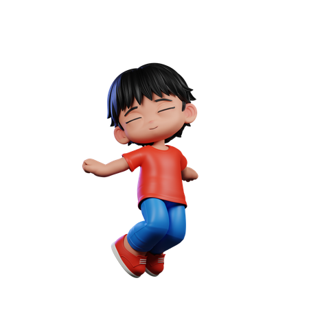 Cute Boy Jumping Air Pose  3D Illustration