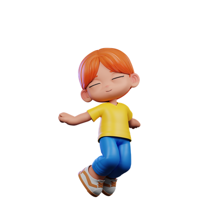 Cute Boy Jumping Air Pose  3D Illustration