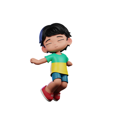 Cute Boy Jumping Air Pose  3D Illustration