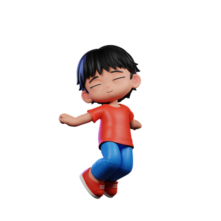 Cute Boy Jumping Air Pose  3D Illustration