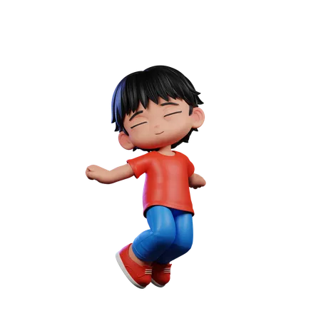 Cute Boy Jumping Air Pose  3D Illustration