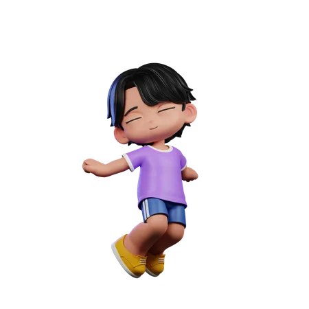 Cute Boy Jumping Air Pose  3D Illustration