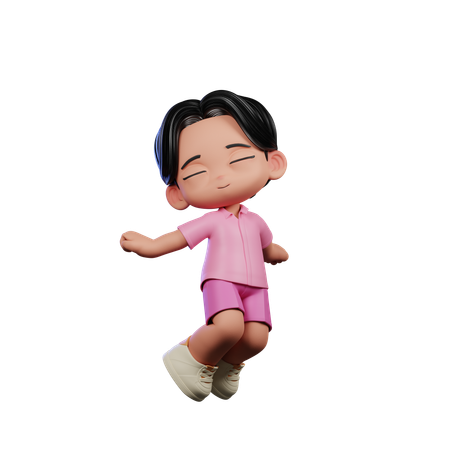 Cute Boy Jumping Air Pose  3D Illustration