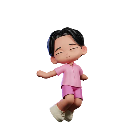 Cute Boy Jumping Air Pose  3D Illustration