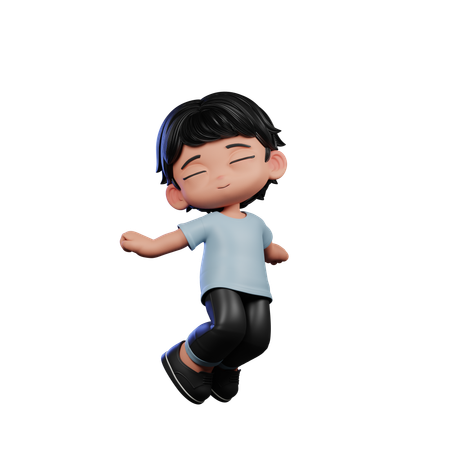 Cute Boy Jumping In Air  3D Illustration