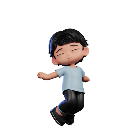 Cute Boy Jumping In Air  3D Icon