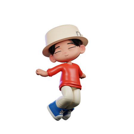 Cute Boy Jumping In Air  3D Illustration