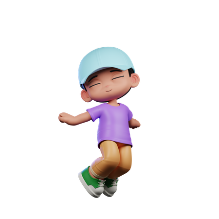 Cute Boy Jumping In Air  3D Illustration