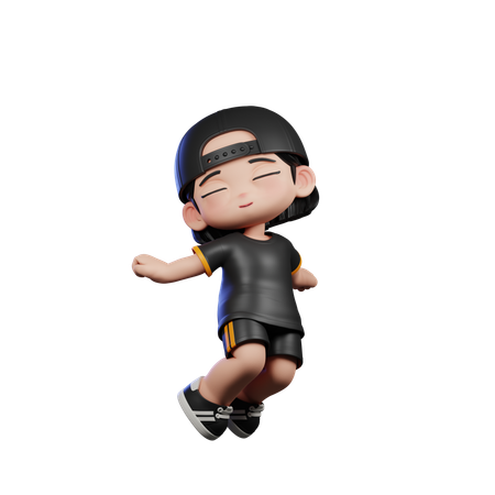 Cute Boy Jumping In Air  3D Illustration