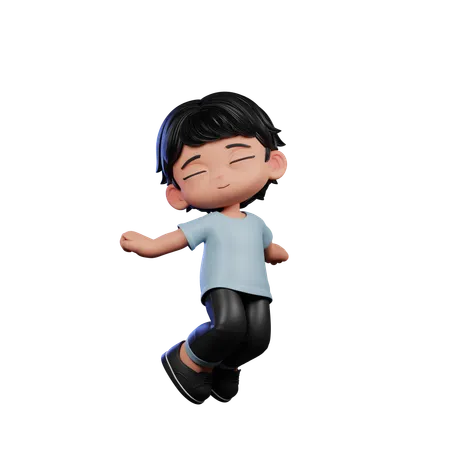 Cute Boy Jumping In Air  3D Illustration