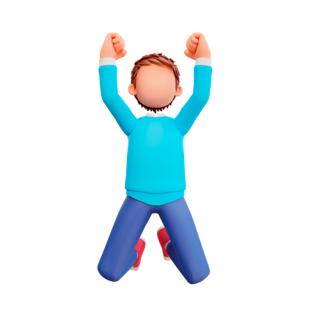 Cute boy jumping out of joy  3D Illustration