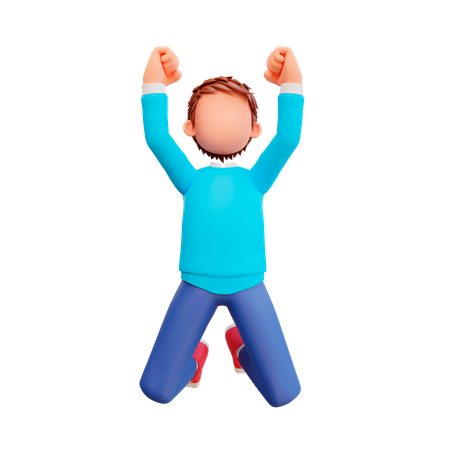 Cute boy jumping out of joy 3D Illustration