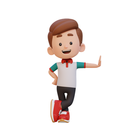 Cute Boy Laying On Transparent Wall  3D Illustration