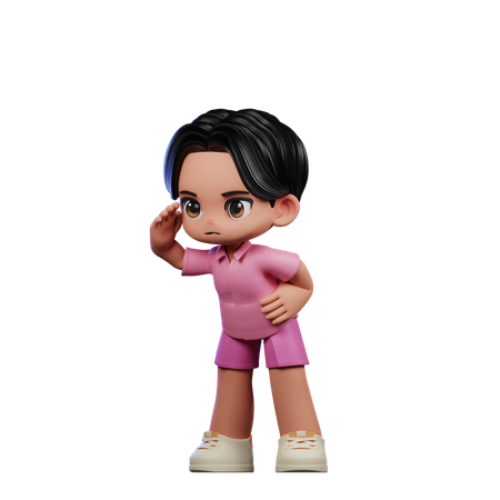 Cute Boy Looking Pose  3D Illustration