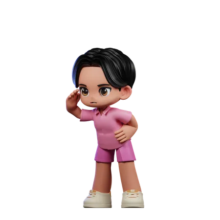 Cute Boy Looking Pose  3D Illustration