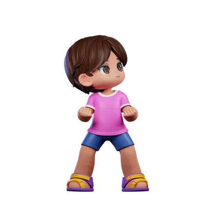 Cute Boy Looking Victorious  3D Illustration