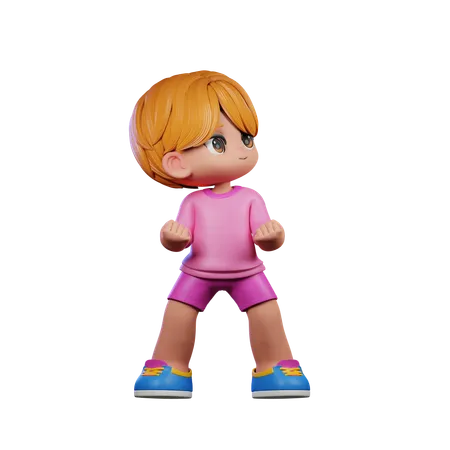 Cute Boy Looking Victorious  3D Illustration