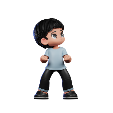 Cute Boy Looking Victorious  3D Illustration