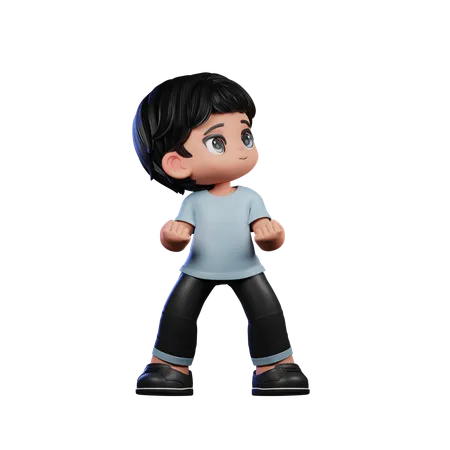 Cute Boy Looking Victorious  3D Illustration