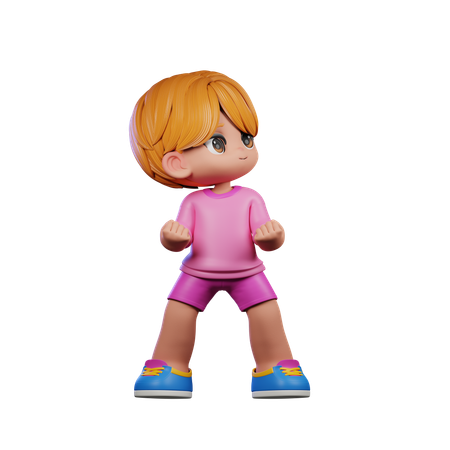 Cute Boy Looking Victorious  3D Illustration