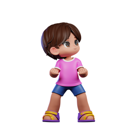 Cute Boy Looking Victorious  3D Illustration