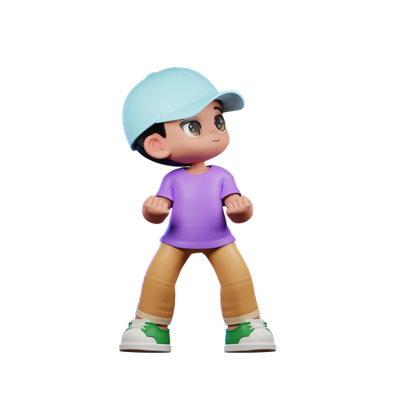 Cute Boy Looking Victorious  3D Illustration