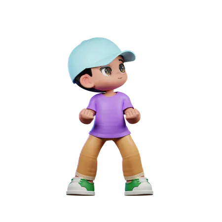 Cute Boy Looking Victorious  3D Illustration