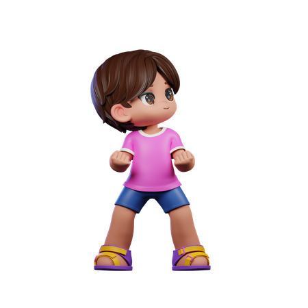 Cute Boy Looking Victorious Pose  3D Illustration