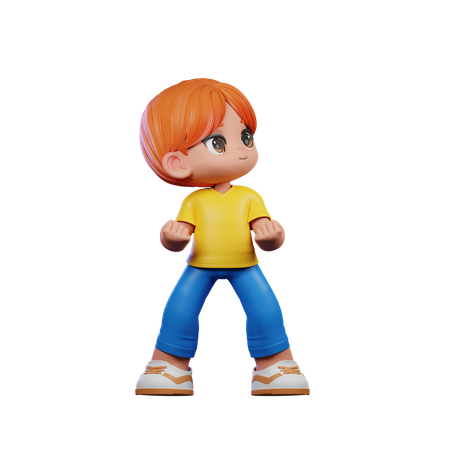 Cute Boy Looking Victorious Pose  3D Illustration