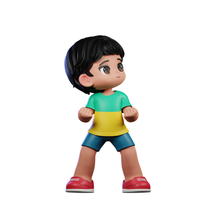 Cute Boy Looking Victorious Pose  3D Illustration