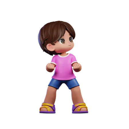 Cute Boy Looking Victorious Pose  3D Illustration