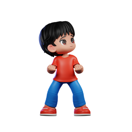 Cute Boy Looking Victorious Pose  3D Illustration