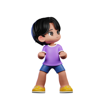 Cute Boy Looking Victorious Pose  3D Illustration