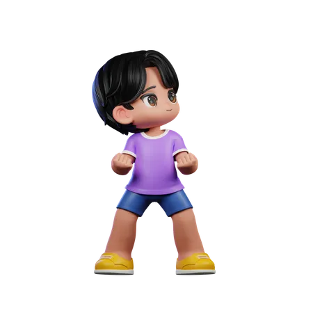 Cute Boy Looking Victorious Pose  3D Illustration