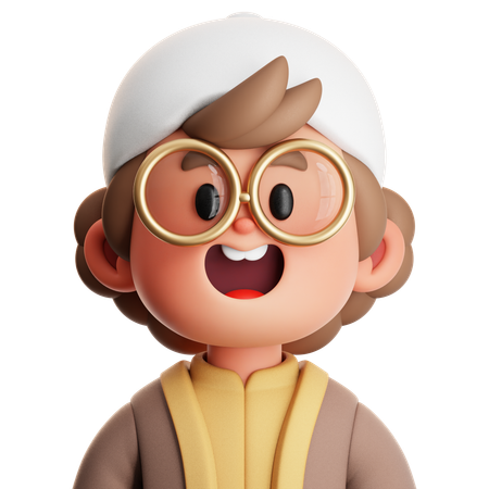 CUTE BOY MUSLIM WEARING A GLASSES  3D Icon