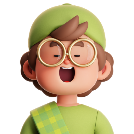 CUTE BOY MUSLIM WEARING A GLASSES  3D Icon