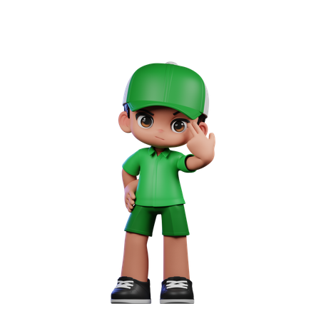 Cute Boy Pointing At Him Pose  3D Illustration