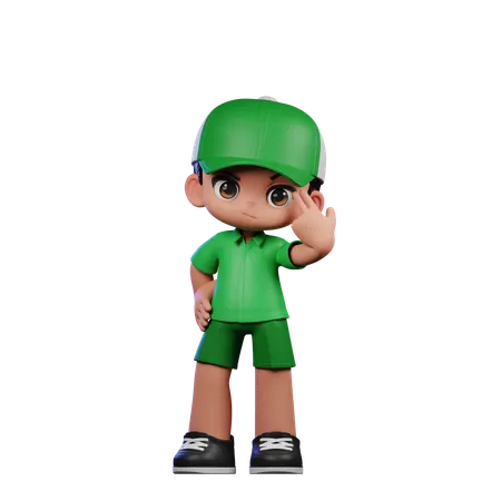 Cute Boy Pointing At Him Pose  3D Illustration